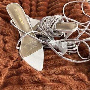Fashion Nova White Strappy Heels